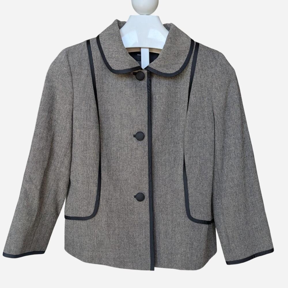 Vintage Dana Buchman DB Collection Wool Tweed Silk Trim Blazer Size 12